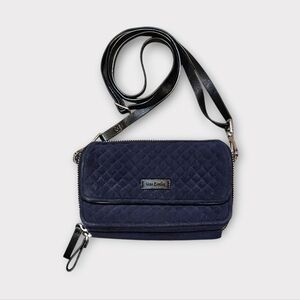 Vera Bradley Dark Blue Velour Organizer Crossbody Bag